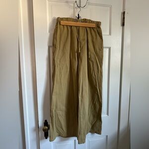 Cotton twill wide leg pants